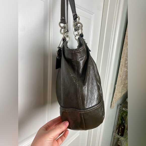 COACH Dark Gray Alexandra Patent Leather Tote Bag 16231 🩶✨ - Picture 9 of 16